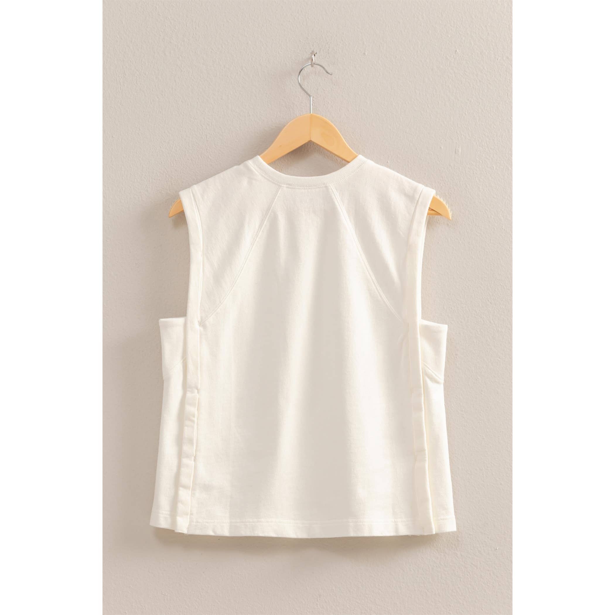 Round Neck Sleeveless Boxy Top