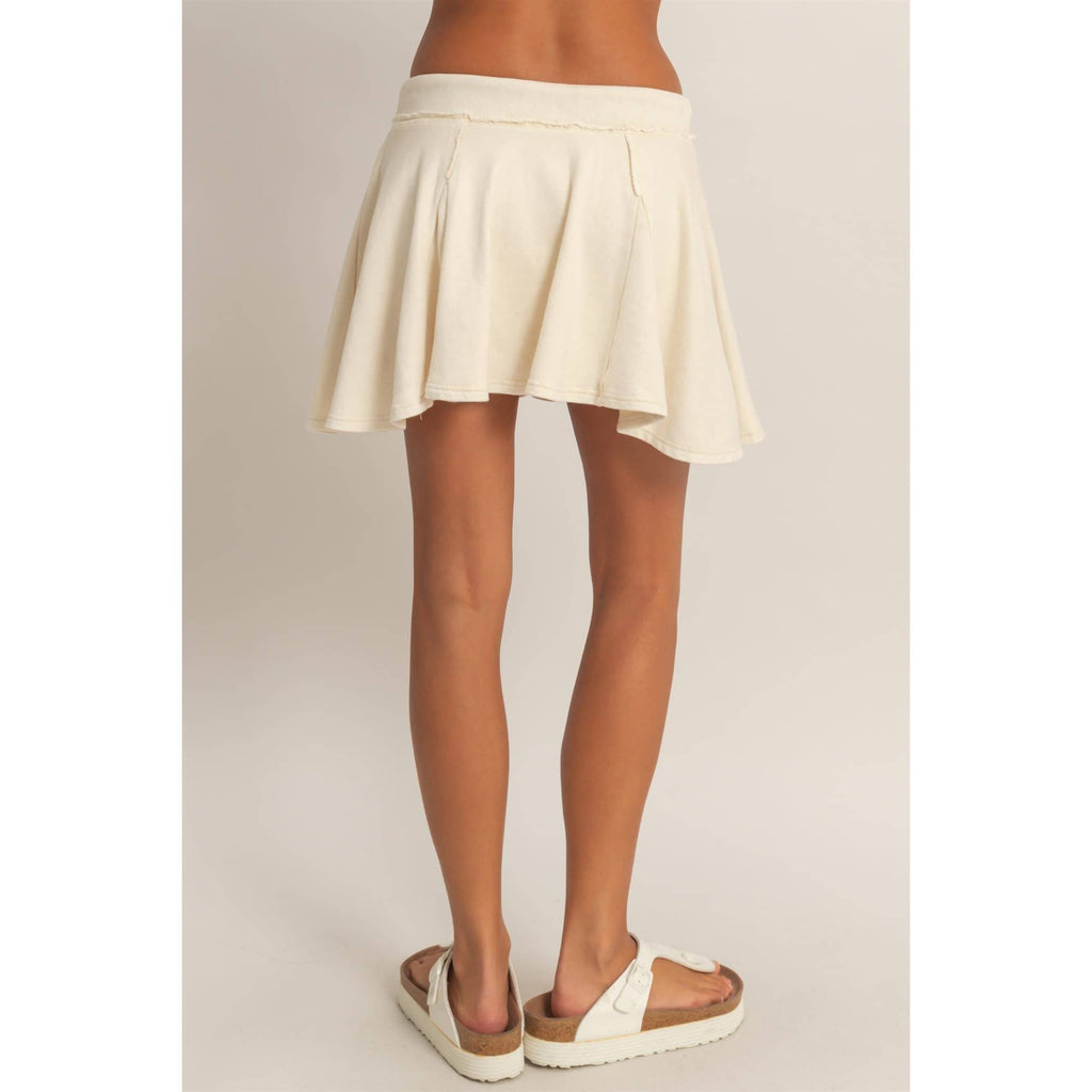 Acid Washed Mid Waist Flowy Skort