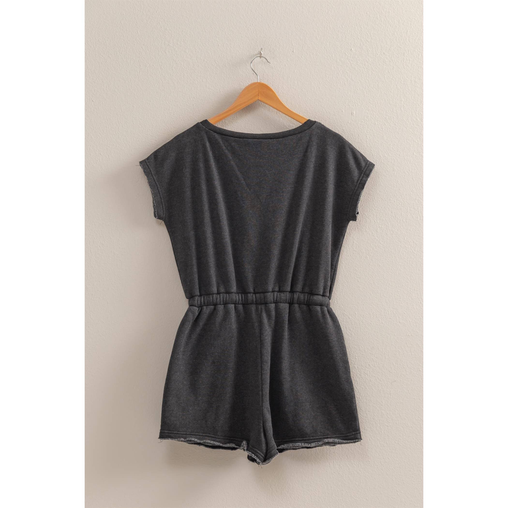 Cap Sleeve Drawstring Waist Romper
