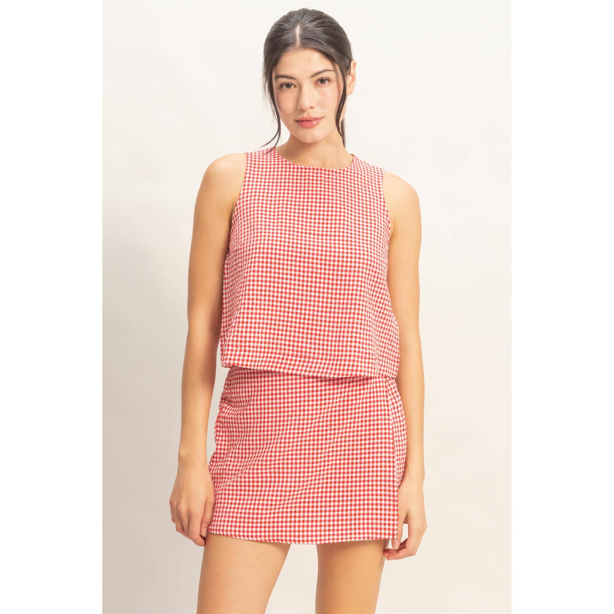 Gingham Sleeveless Set (Top)