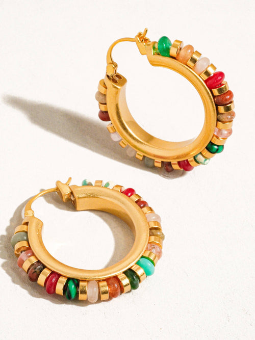 18K Gold Color Beaded Earring