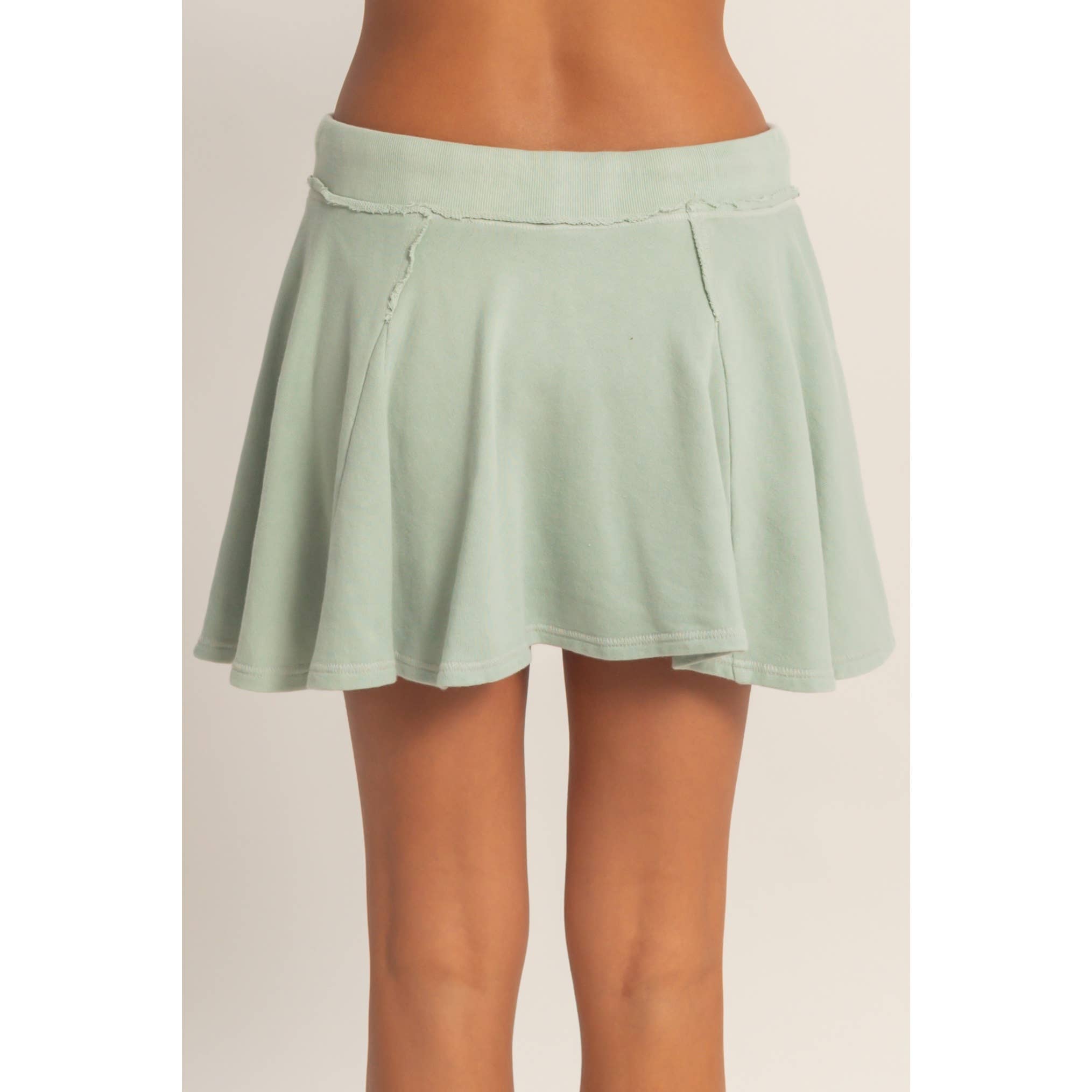 Acid Washed Mid Waist Flowy Skort