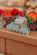 BLUE GINGHAM STRAWBERRY CHARM CLAW
