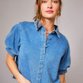 Puff Sleeve Denim Shirt