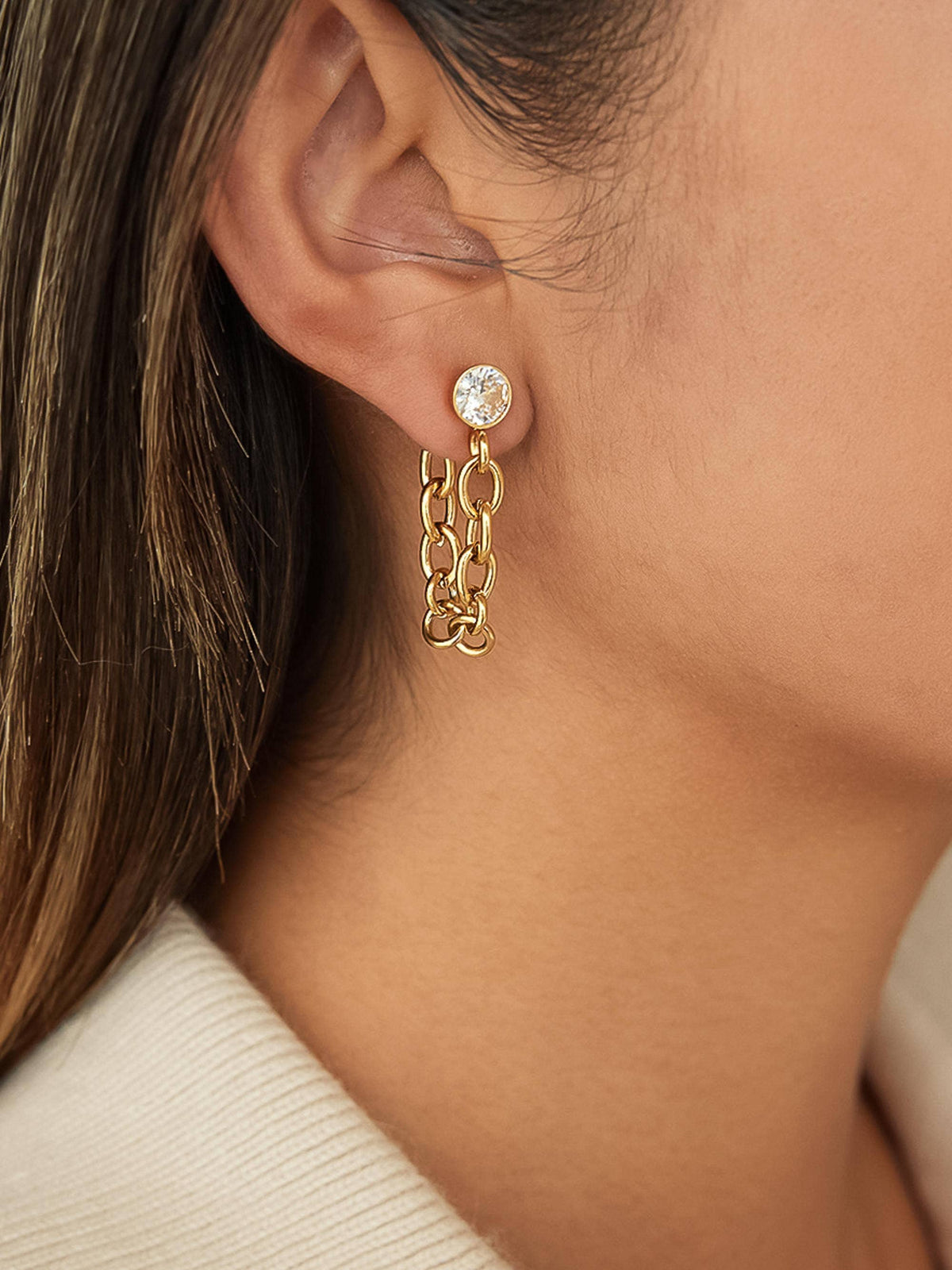 18K Gold Non-Tarnish Crystal Earrings