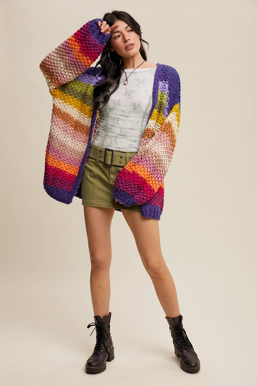 Rainbow Hand-Crochet Cardigan