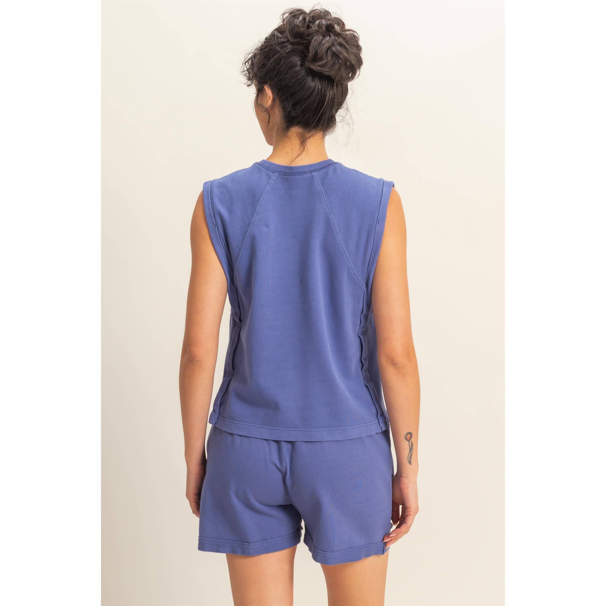 Round Neck Sleeveless Boxy Top