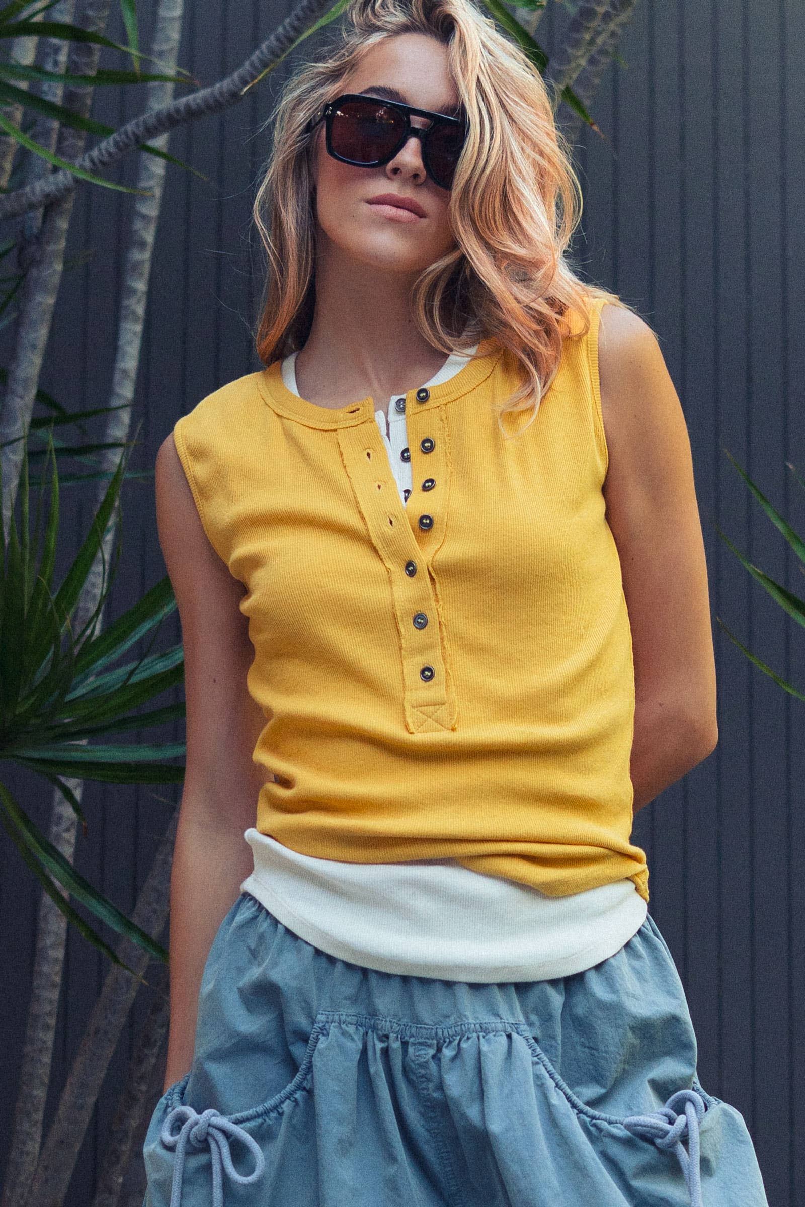 Raw Edge Ribbed Tank