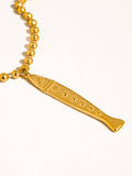 18K Gold Non-Tarnish Vintage Fish Necklace