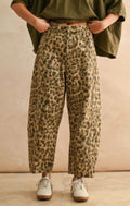 Washed Leopard Barrel Pants