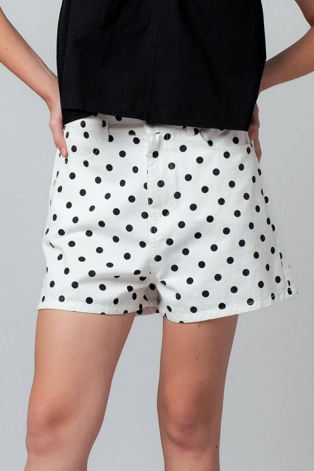 Polka Dot High-Waist Shorts