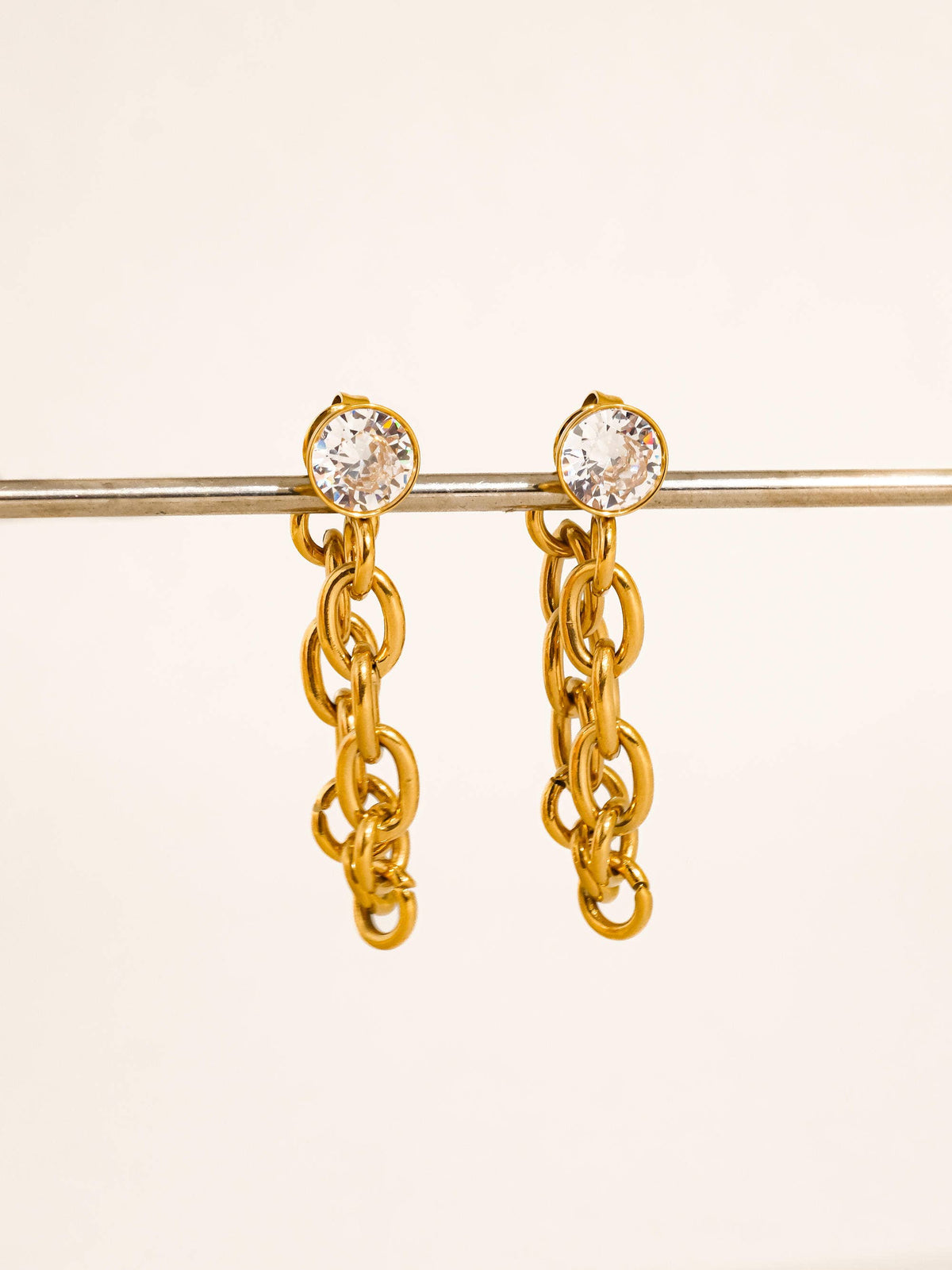 18K Gold Non-Tarnish Crystal Earrings