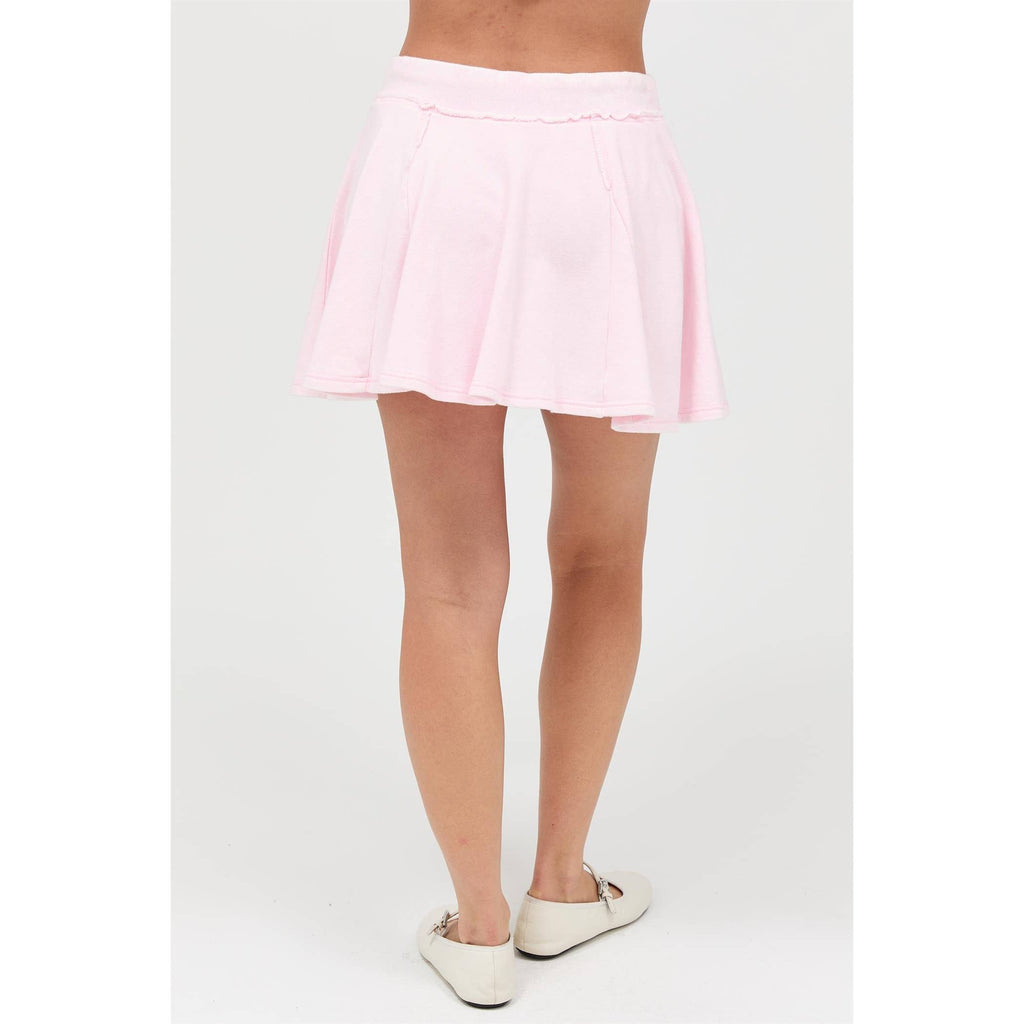 Acid Washed Mid Waist Flowy Skort