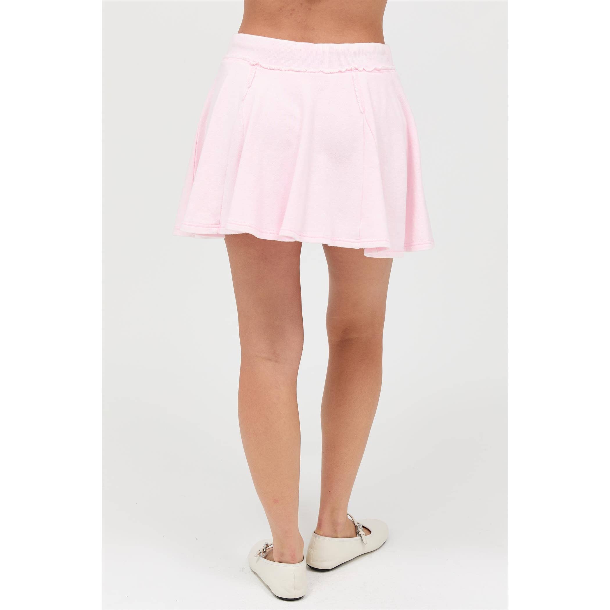 Acid Washed Mid Waist Flowy Skort