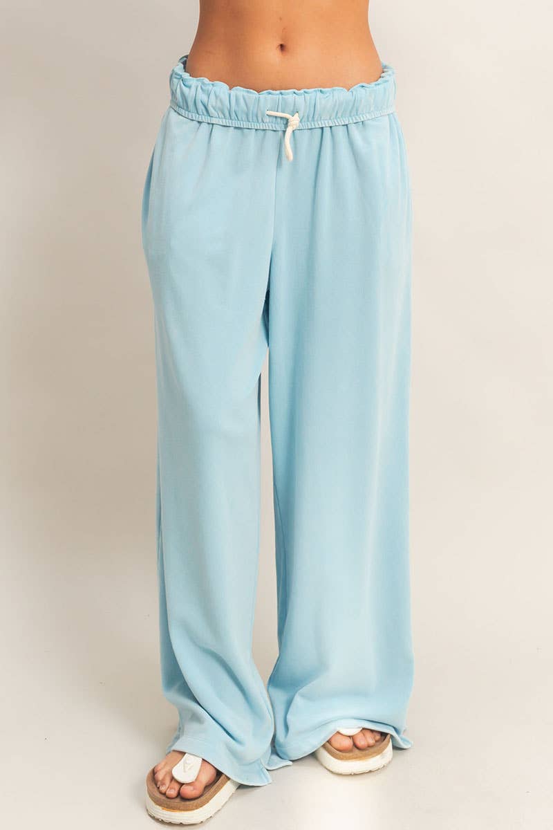 Fold Over Waist Wide Leg Sweatpant