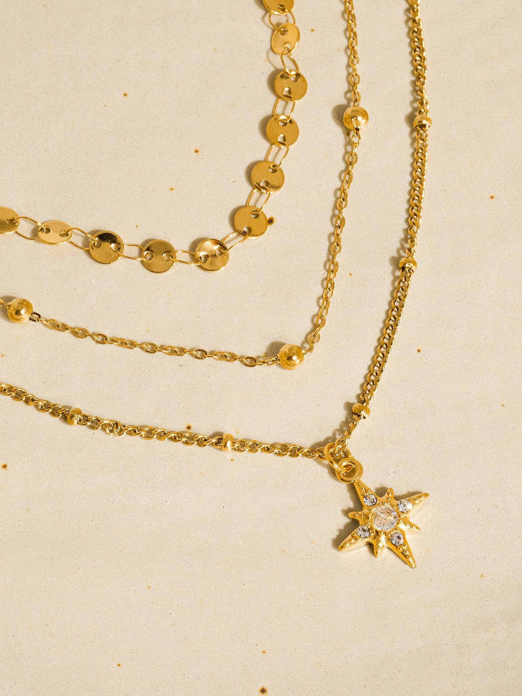 18K Non-Tarnish Layered Star Necklace