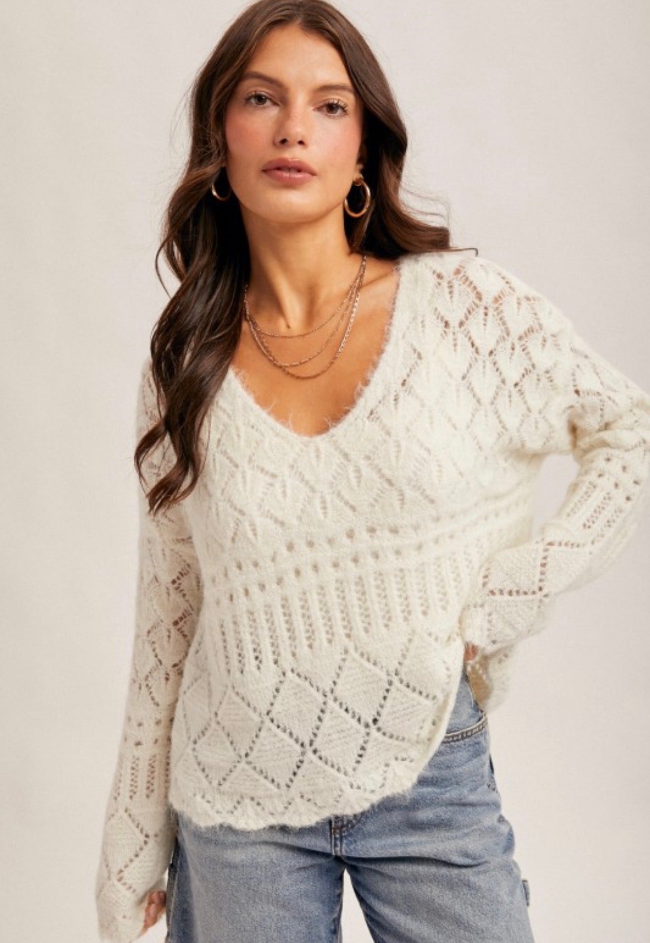 White Crochet Sweater
