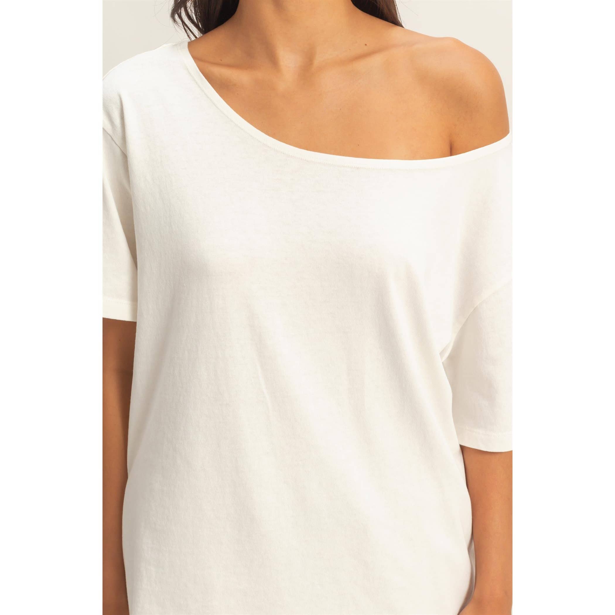Boat Neck Short Sleeve Basic Tee