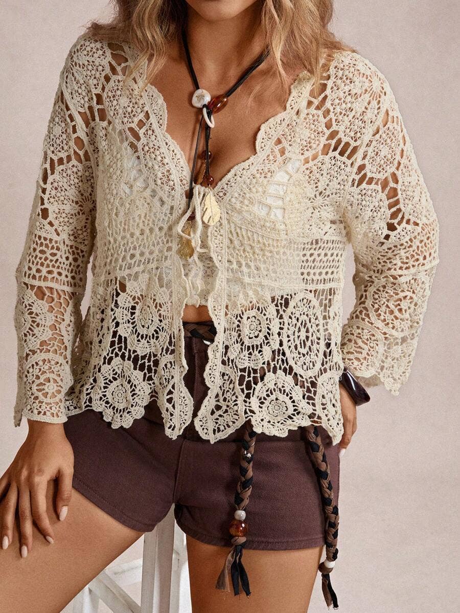 Boho Crochet Lace Cutout Top