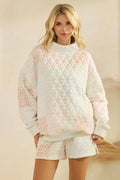 Floral Textured Mock Neck Sweater