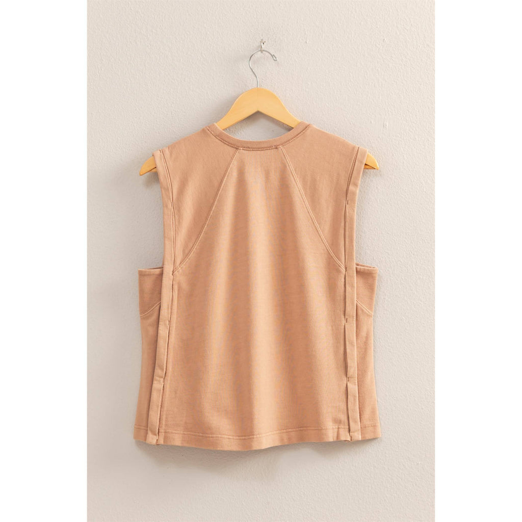 Round Neck Sleeveless Boxy Top
