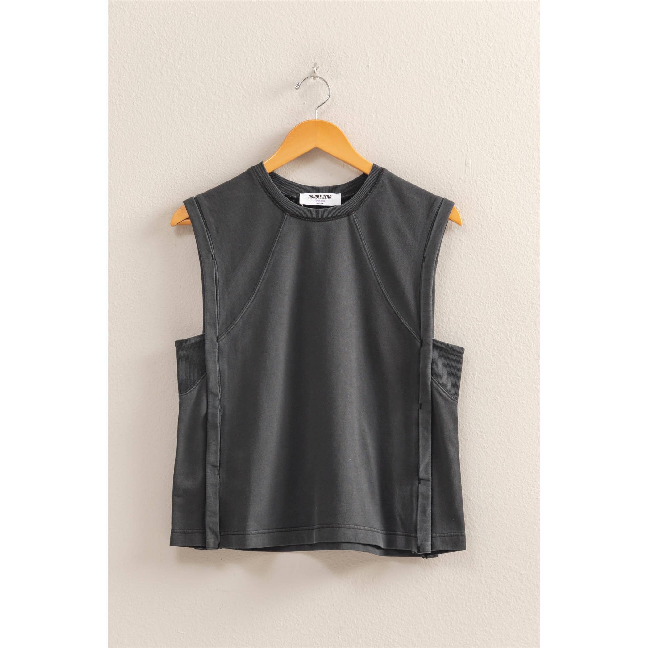 Round Neck Sleeveless Boxy Top