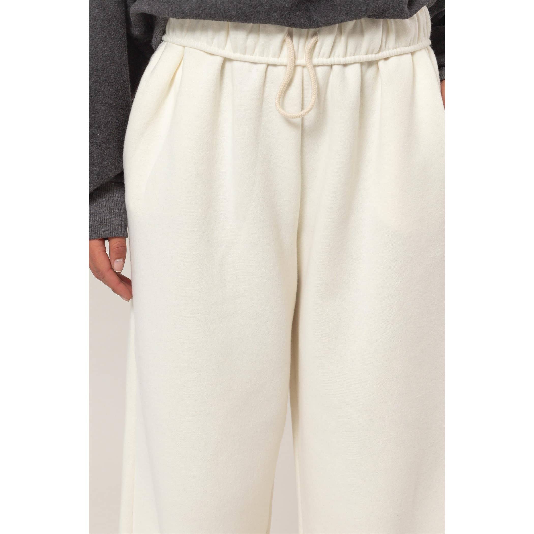 Fold Over Waist Wide Leg Sweatpant