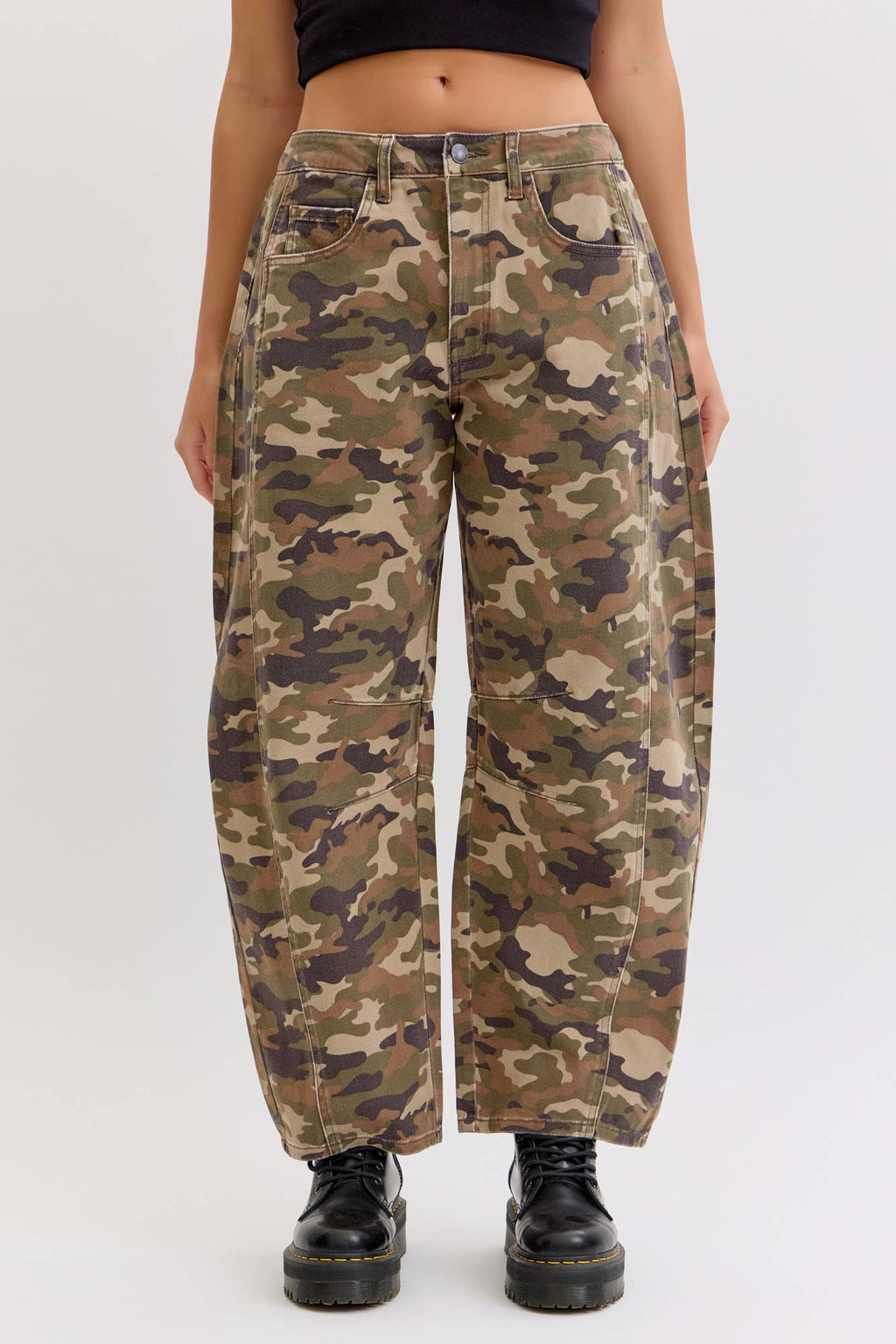 Camo Mid Waisted Barrel Jean