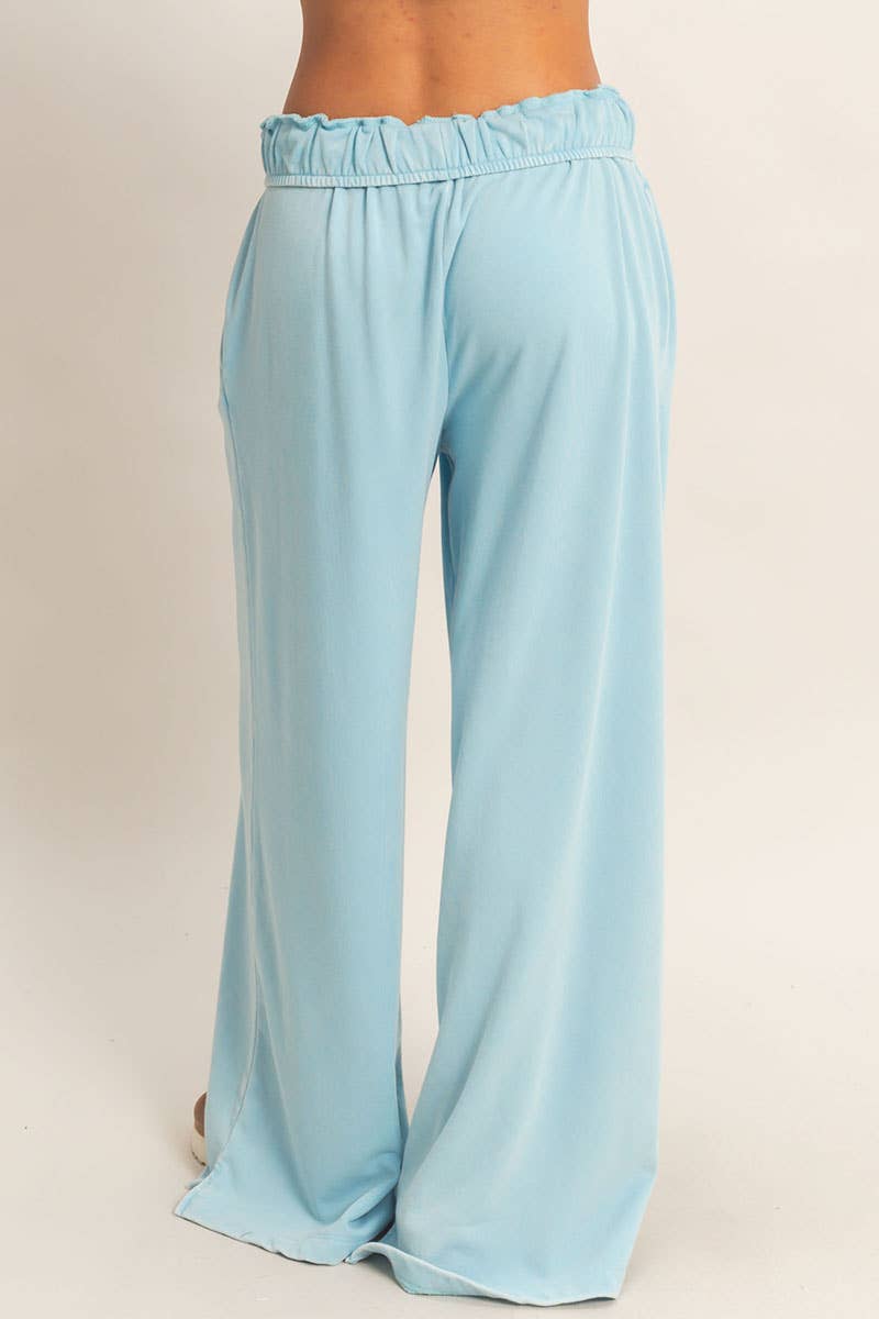 Fold Over Waist Wide Leg Sweatpant