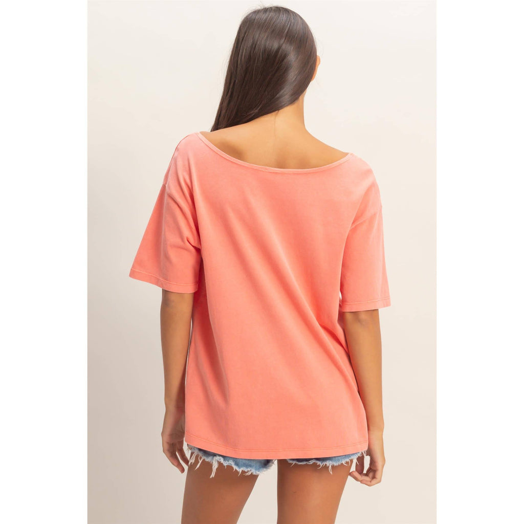 Boat Neck Short Sleeve Basic Tee