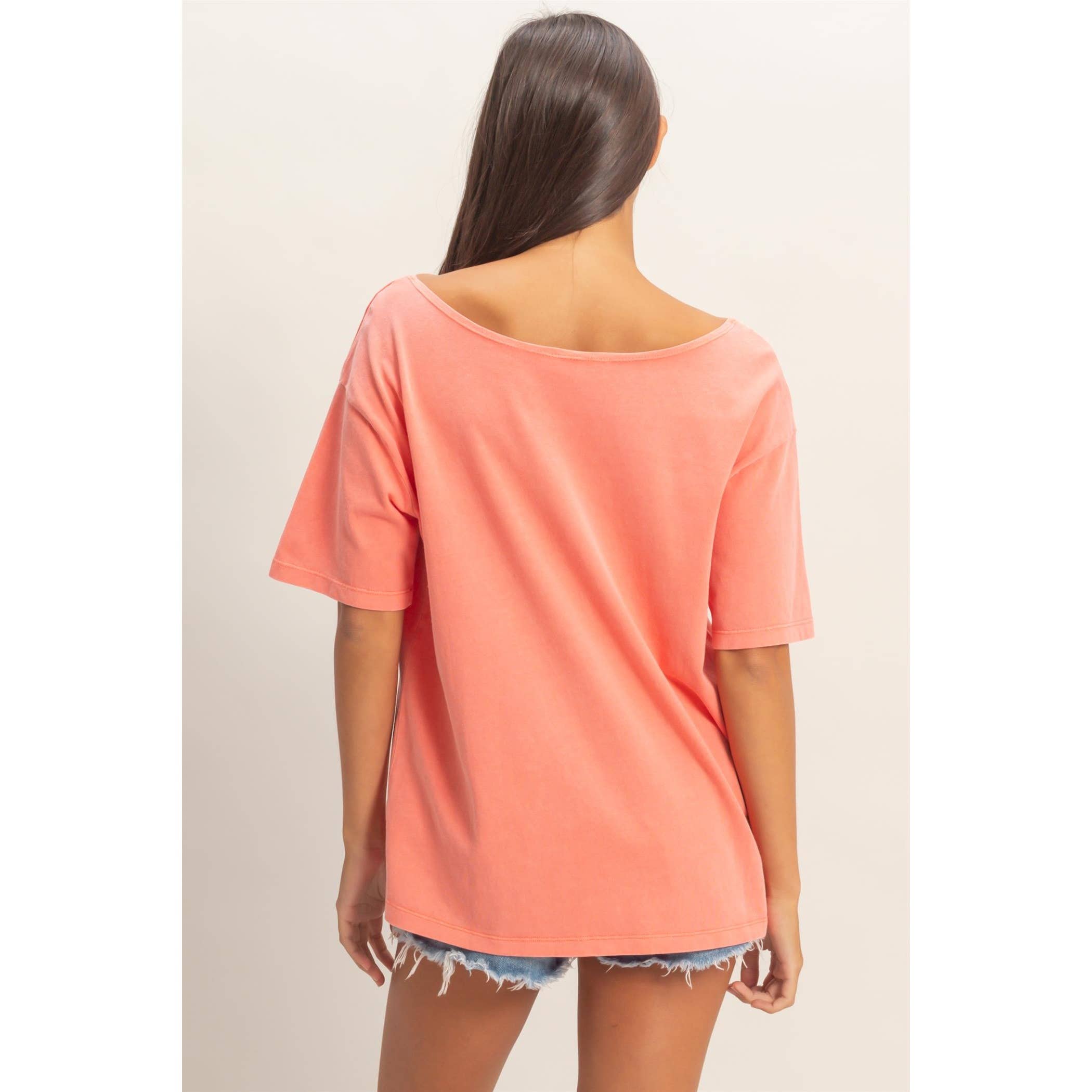 Boat Neck Short Sleeve Basic Tee